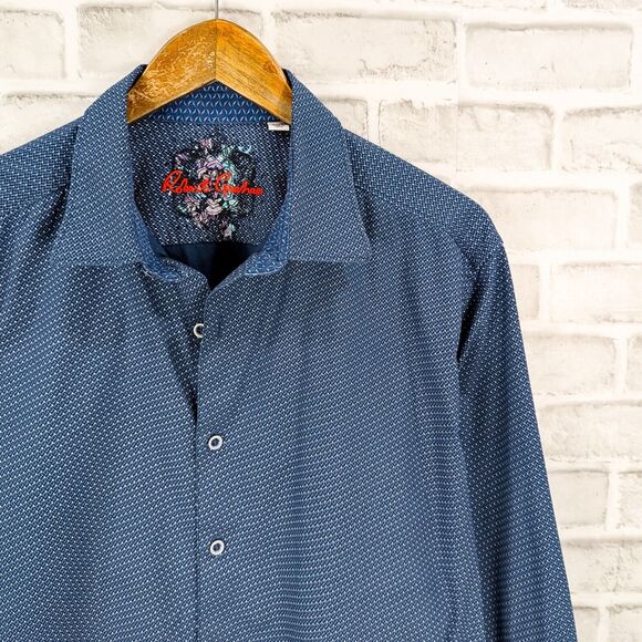 Robert Graham Men's Classic Fit 2XL Button up Shirt blue geo cotton - Picture 5 of 5